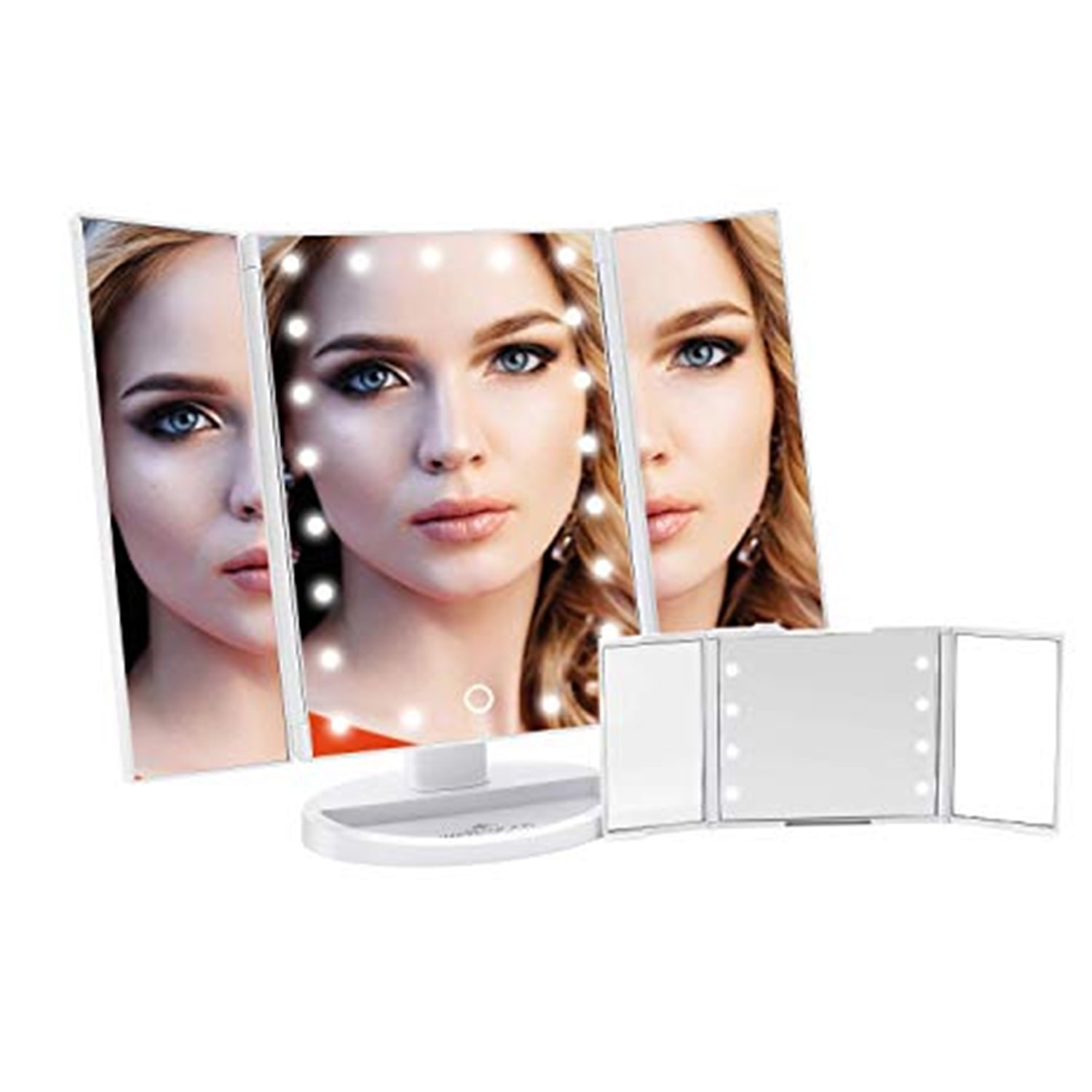Impressions Vanity Touch and Go Trifold Makeup Mirror Bundle, Tabletop