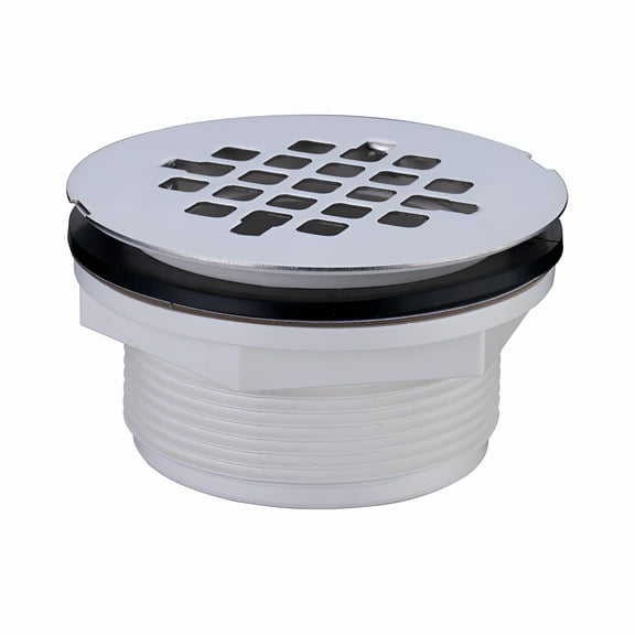 ACDANC Brushed Nickel No Caulk Pvc Compression Shower Drain with Stainless Steel Round Grid Cover