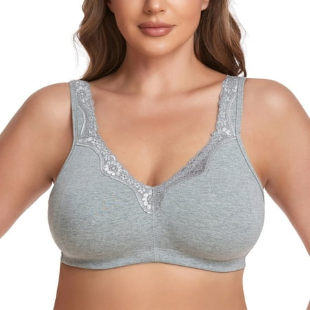 Women s Cotton Bra Seamless Unlined Plus Size Comfort Full Coverage Bra 42B
