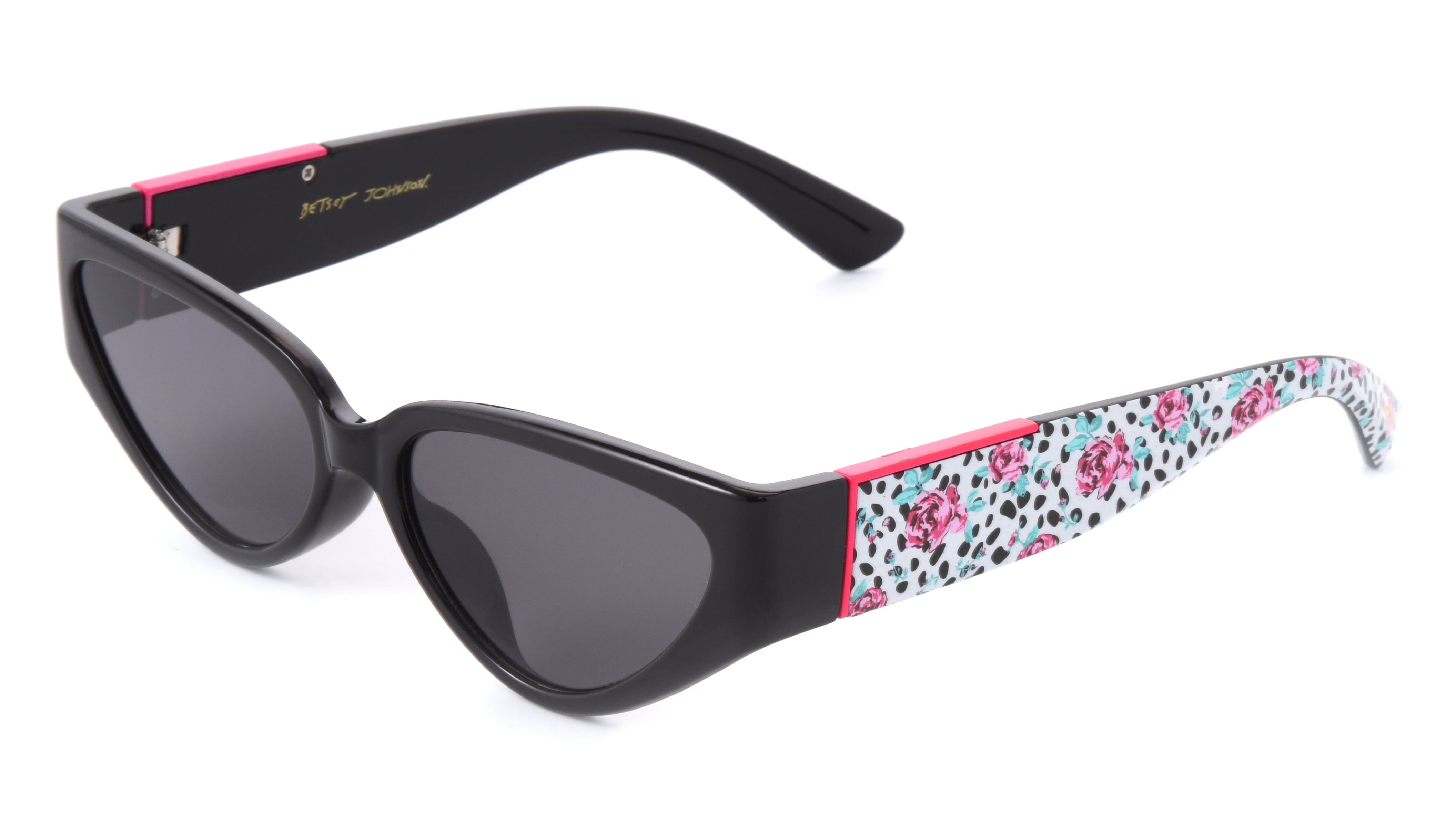 Luv Betsey CateyeBlack with Floral Temples Women's Sunglass
