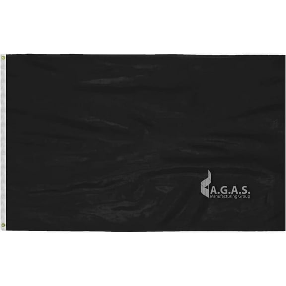 AGAS Mfg 5x8 FT Silk Polyester Blank Flag (Black)- Vivid colors for decoration or advertising with canvas header and two grommets.