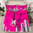 thumbnail image 2 of Feelyou Fashion Pink Guitar Twin Sheet Sets, Piano Musical Note Bedding, 3-Piece, 2 of 7