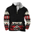thumbnail image 3 of DDAPJ pyju Men's Quarter Zip Pullover Ethnic Style Aztec Print Long Sleeve Stand Collar Sweatshirt Loose Casual Patchwork Tops Vintage Cowboy Sweatshirt with Pocket Black XXXL, 3 of 6
