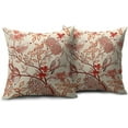 thumbnail image 2 of Vintage Floral Bird Pillow Covers 18x18 Inch Set of 2 Burnt Orange Coral Flowers Leaves Decorative Throw Pillows For Couch Chinoiserie Square Pillow Cases Home Decor For Sofa Bed Porch Room Outdoor, 2 of 6