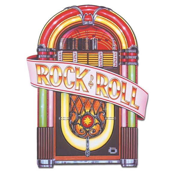 Party Central Club Pack of 12 Red Vintage-Style 50's Rock and Roll Juke Box Cutout Decorations 36"