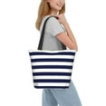 thumbnail image 7 of Kll Tote Bag For Women Navy Blue And White Stripes Print Shopping Grocery Reusable Bags For Office School Shopping Travel, 7 of 7