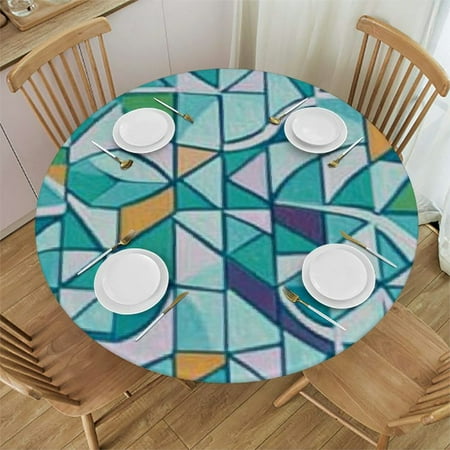 

Ollo0ord Circular Table Cloth Kitchen Decoration Arabesque Forms Pattern Middle Eastern Kitchen Dining Indoor and Outdoor Banquet Decoration Geometric 38 -42