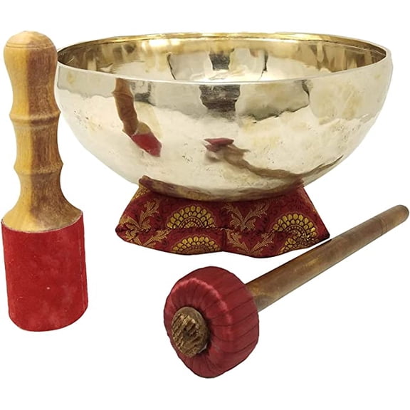 10" Large Master Healing Hand hammered Tibetan Singing Bowl ~ Great for Meditation, Yoga, Sound Bath, Mindfulness, Relaxation ~ Cushion, Wooden Mallet & Drumstick Included