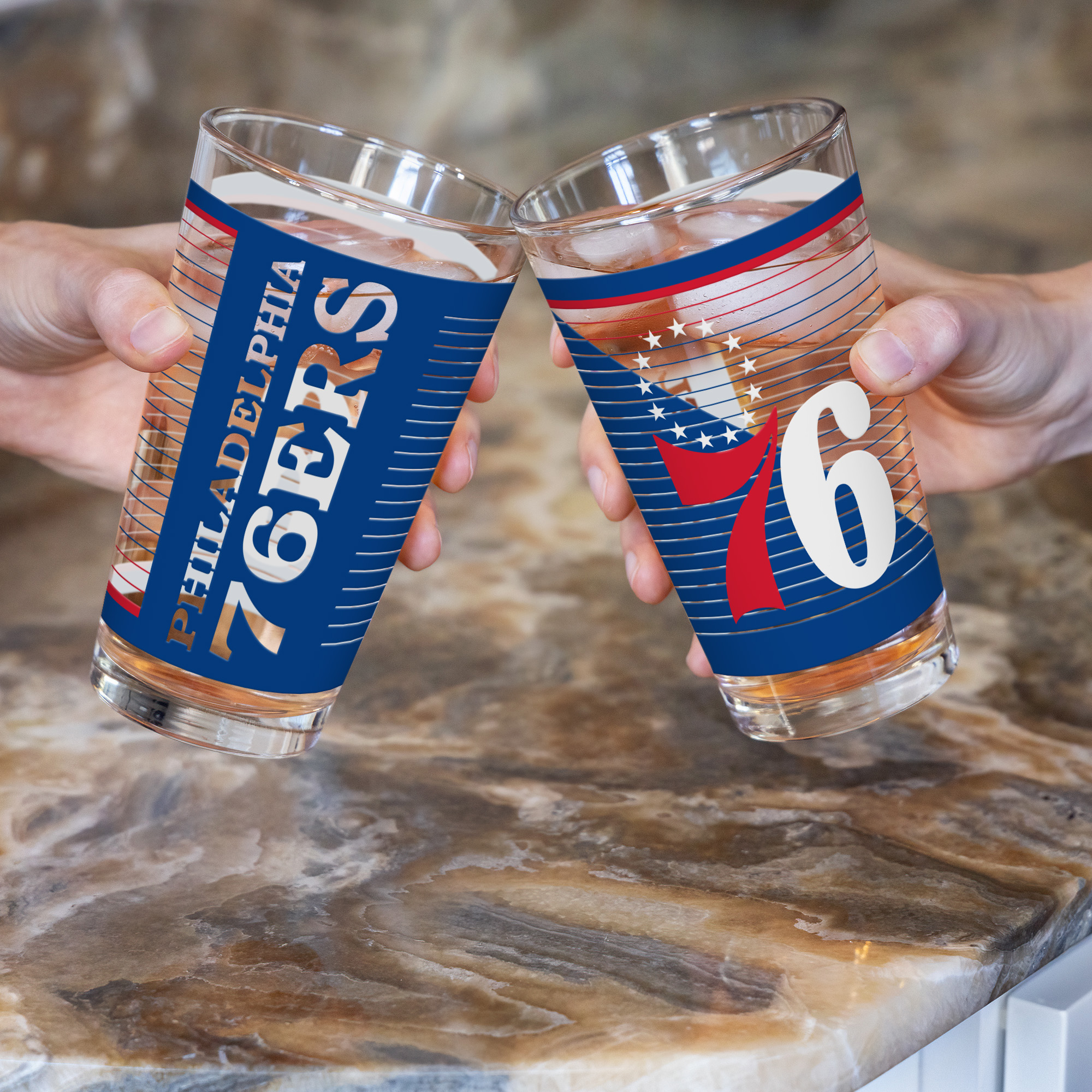 Rico Industries NBA Basketball Philadelphia 76ers 2 Pack 16oz Pint Glass Gift Set