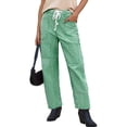 thumbnail image 3 of Womens Low Rise Baggy Barrel Horseshoe Jeans Patchwork Denim Pants with Pockets, 3 of 8
