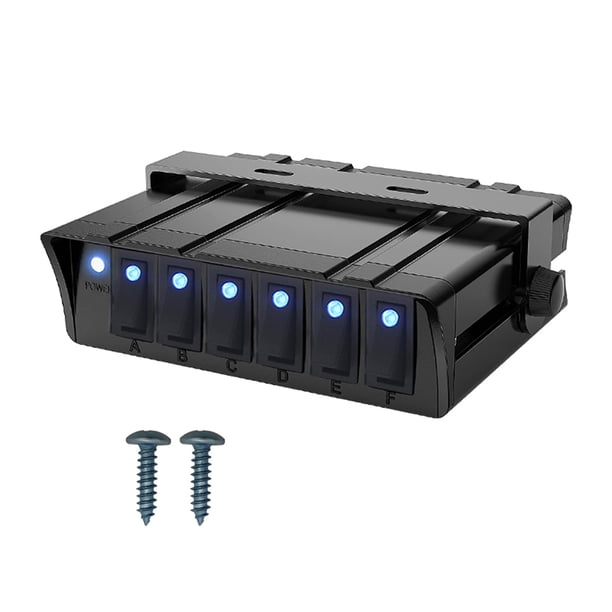Panel de interruptores de 12V Riwesomey con Caja de fusibles en línea y control de 6 bandas luz azul
