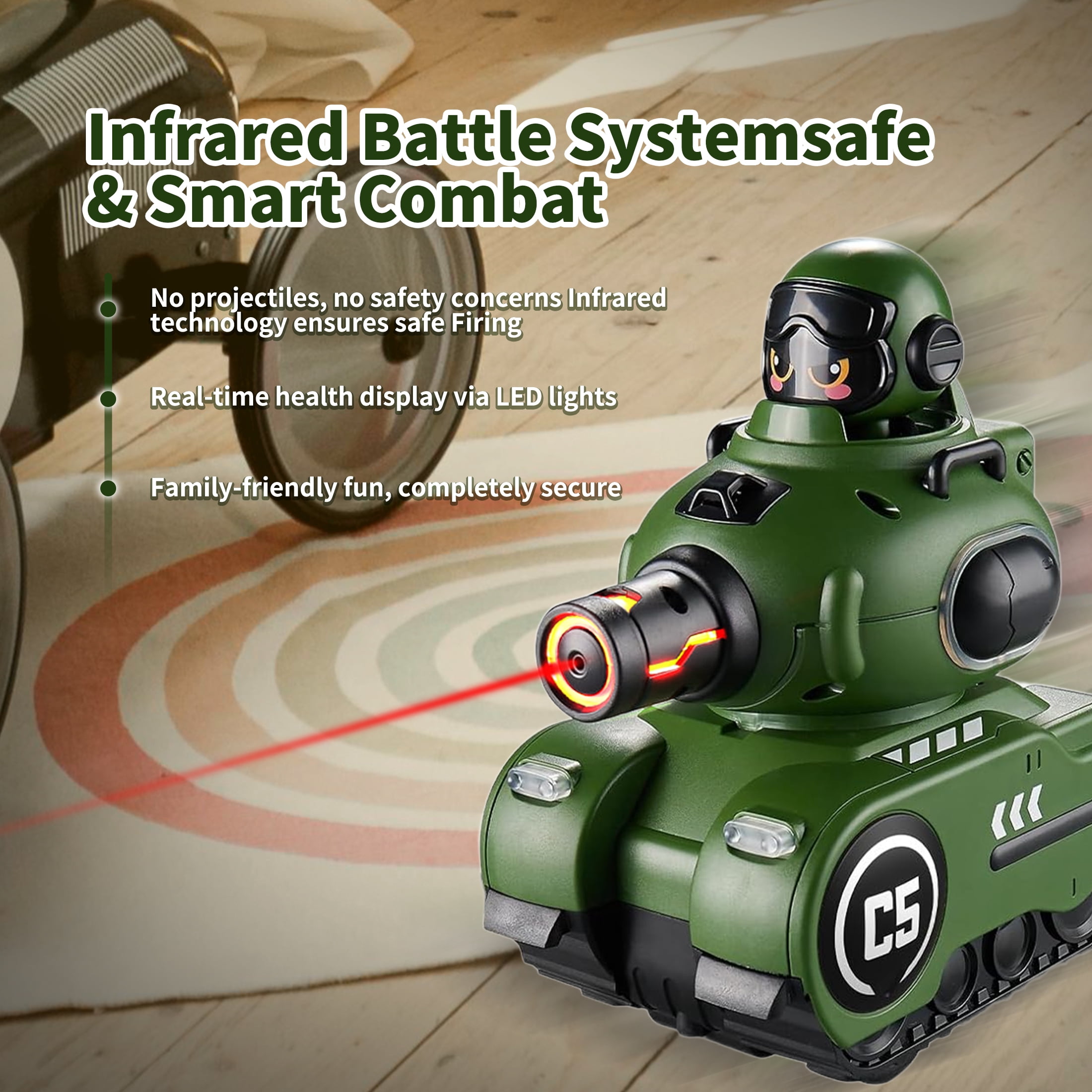 SaveJoy 2-Pack RC Battle Tank, RC Car Remote Control Car with Ejection Station Toy for Kids Ages 3-8, Birthday Gifts for Boys Girls