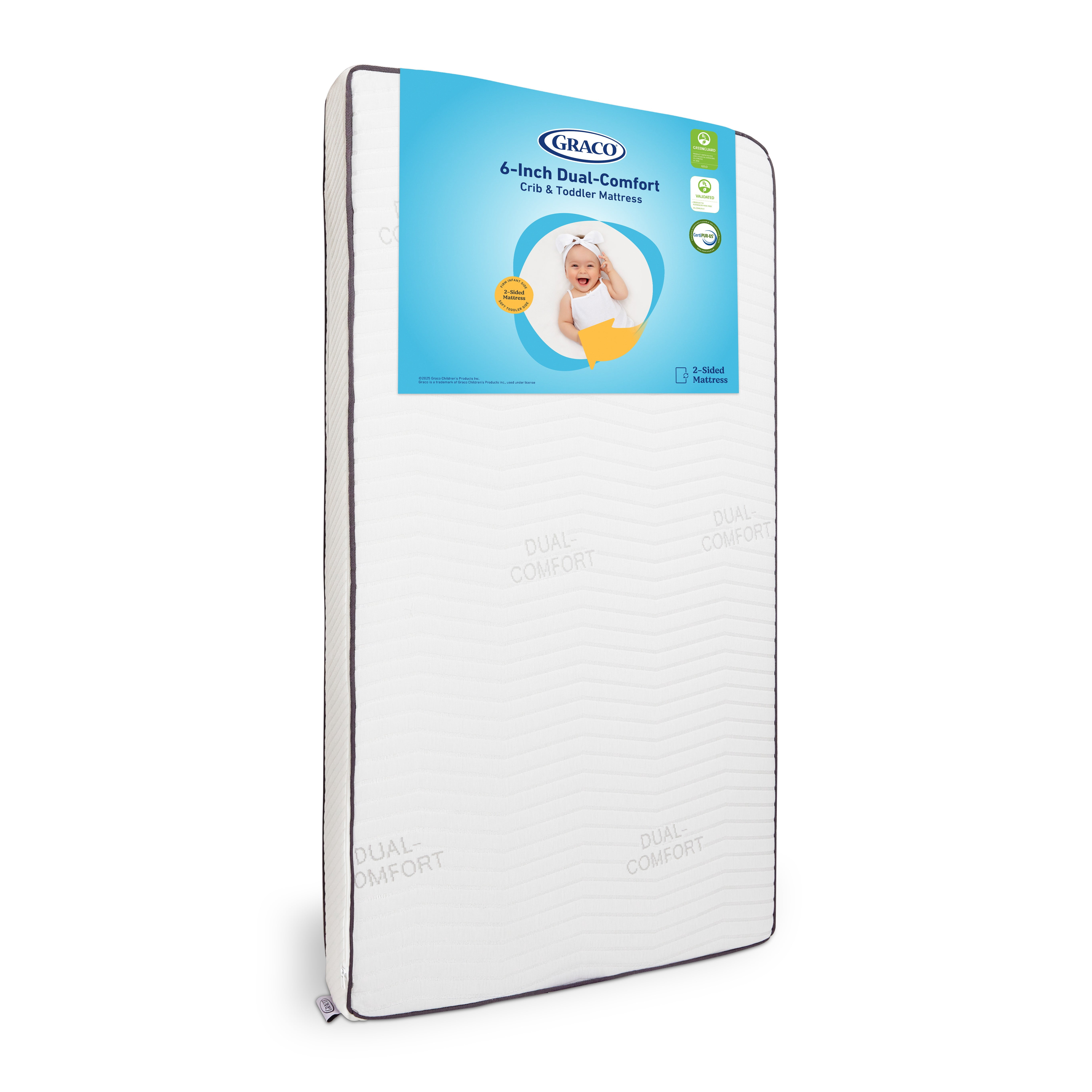 Graco Dual Comfort 6-Inch Foam Crib & Toddler Mattress and 1-Pack Mattress Protector Bundle