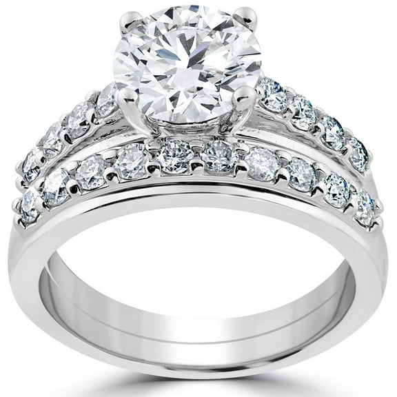 Pompeii Certified 3ct Diamond Engagement Ring Wedding Band Set 14k White Gold Lab Grown