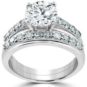 Pompeii Certified 3ct Diamond Engagement Ring Wedding Band Set 14k White Gold Lab Grown