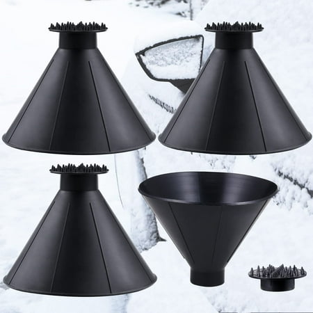 

3 Pcs Magical Ice Scrapers for Car Windshield Round Snow Scraper with Funnel Cone-Shaped Car Snow Remover Car Window Scraper for Ice & Snow Car Winter Accessories Gift for Chrismas (Bla