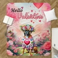 thumbnail image 4 of Hello Valentine’s Day Boxer Flower Crown Romantic Pink Floral Cozy Sherpa Blanket Boxers Dog Lover Gifts Idea Warm Soft Throw Blanket - 00031, 4 of 5