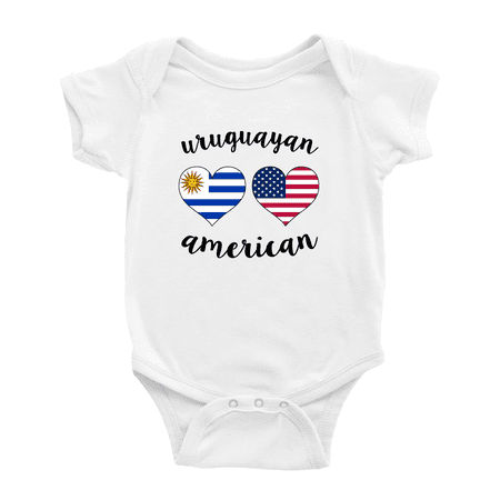 

Uruguayan American Flag Two Hearts Cute Baby Bodysuit (White 18-24 Months)