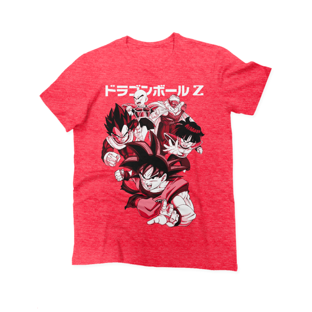 Playera para Hombre de Dragon Ball Z, Team Goku, Heather Red Coke, Talla ECH