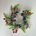 thumbnail image 3 of DAMAI Artificial Berries Pine Needles Holiday Candle Rings Decorative Christmas Wreath for Home Decorators Holiday Enthusiasts Event Planners Homeowners Dining Table, 3 of 3