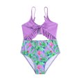 thumbnail image 2 of naisibaby Baby Girls Swimsuit 2 Pieces Set Summer Kids Printed Swimwear Purple Size 12T, 2 of 6