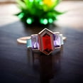 thumbnail image 3 of SHREENATHJEWELRY 8x6MM / 2Ct Hexagon Cut Garnet Engagement Ring- Alexandrite Cluster Wedding Ring Aquamarine Promise Ring January Birthstone Women Jewelry Christmas Gift For Girl, 3 of 7