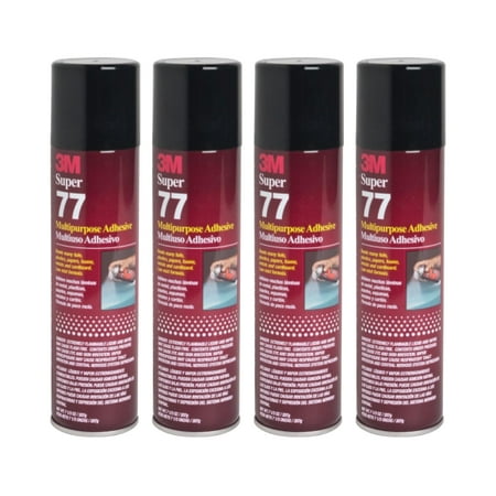 QTY 4 3M 7.3 oz SUPER 77 SPRAY Glue Multipurpose Adhesive for Bonding Polyvinyl (Best Glue For Bonding Plastic To Plastic)