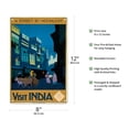 thumbnail image 2 of Visit India - A Street by Moonlight - Street Scene with Ox Cart - Vintage Travel Poster by Henry George Gawthorn c.1920 - 8 x 12 inch Vintage Metal Tin Sign, 2 of 4