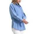 thumbnail image 4 of Camisa de mezclilla casual para mujer INSPIRE CHIC de manga larga, chaqueta de jean, talla L, azul claro, 4 of 6