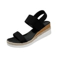 thumbnail image 3 of Domuza Womens Platform Espadrilles Wedge Sandals Comfortable Platform Open Toe Sandals with Ankle Strap | Casual Summer Dress Women Shoes for Beach, Travel, Walking, Daily Wear Black 7（EU-38）, 3 of 4