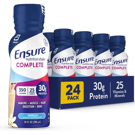 Ensure COMPLETE Nutrition Shake 30g of Protein Meal Replacement Shake with Nutrients for Immune Health 10 fl oz, Vanilla, 24 Count