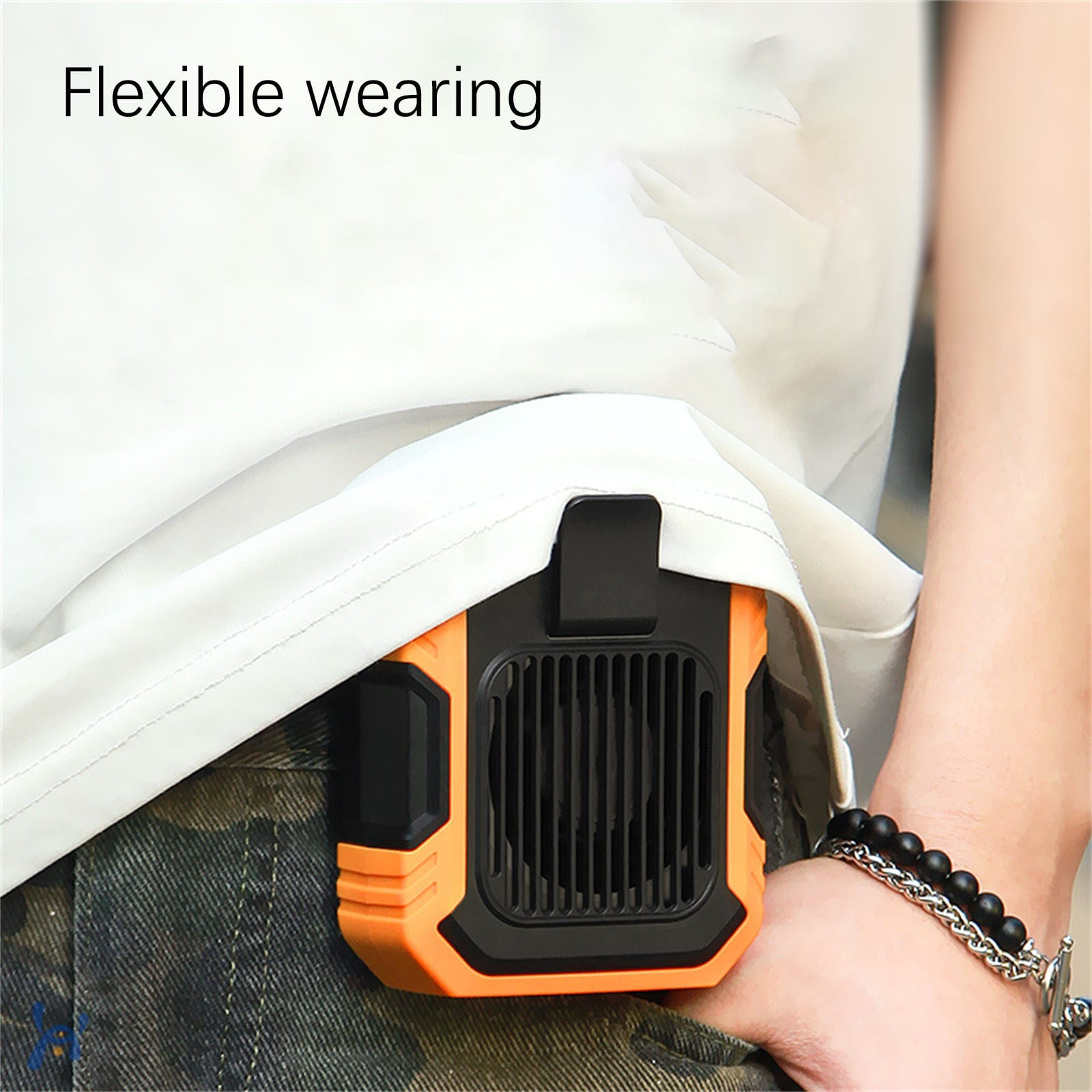 Portable Waist Clip Fan with long Working Time, 6200RPM Strong Airflow, 3 Speeds, Rechargeable Battery Operated Personal Hands-free USB Belt Fan for Clothes Shirt Farm Work Hiking
