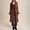 Coffee, variant on Women's Deep V Neck Lace Cardigan Long Duster Kimono - Semi-Sheer Floral Ruffle Trim Cover Up with Flared Sleeves, Bohemian Vintage Beach Vacation Layer for Summer Nights