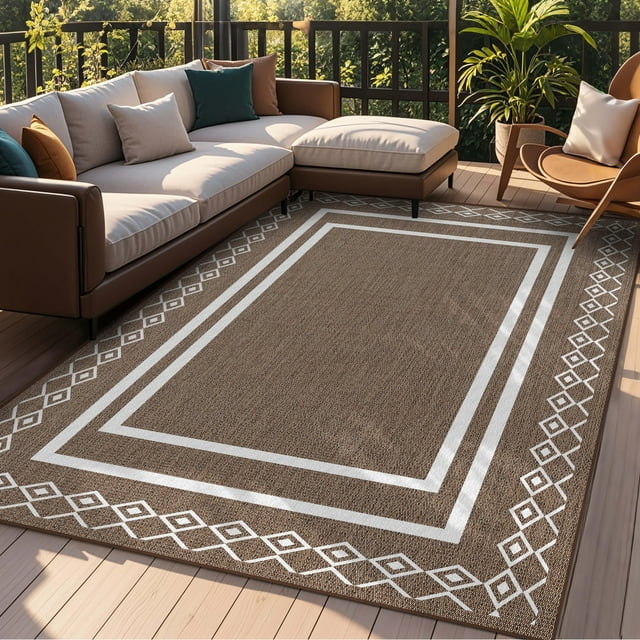 Alfombra de exterior Arenarug, 244 x 305 cm, geométrica marroquí, lavable