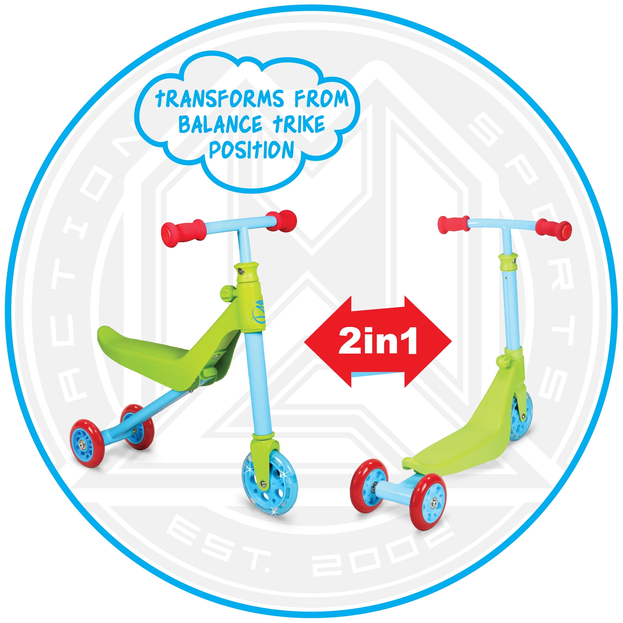 Zycom Zykster Toddlers 2 in 1 Balance Tricycle and Scooter – Green/Blue– Suits Ages 15 – 30 Months - Max Rider Weight 36lbs – 3 Year Manufacturer’s Warranty – Leading Action Sports Brand!