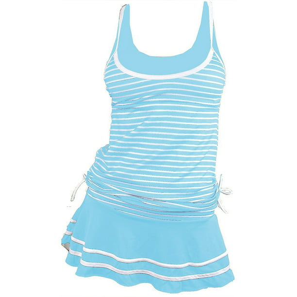 Summer Mae Women's Tankini Top Bathing Suits Striped Vintage Swim Dress ...