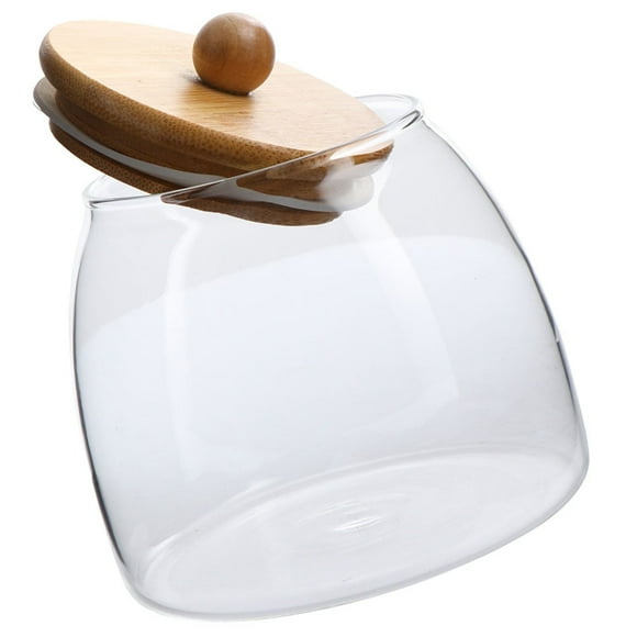 Wooden Ball Lid Glass Jar Wedding Candy Condiment Storage Flour Container Sealed Jars with Airtight Sugar Containers