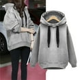 thumbnail image 2 of Baqcunre Women's Clothing, Women's Fleece Drawstrings Hooded Loose Long Sleeve Pullover Sweatshirt Valentines Day Gifts, 1Pc Sweater Gray 2XL, 2 of 4