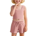 thumbnail image 2 of Hienoo Toddler Girls Summer Outfits Cotton Ribbed Sports Tank Top Shorts Set, Sizes 1-7, 2 of 7