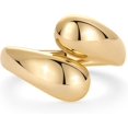 thumbnail image 3 of Anillos apilables abiertos y gruesos chapados en oro de 14 quilates para mujer, banda de anillo con diseño llamativo cruzado, 3 of 5
