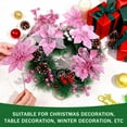 thumbnail image 4 of Ayieyill 56Pcs Poinsettia Christmas Flowers Decorations Christmas flower ornaments Artificial Glitter Berry Stems Christmas Pine Cones Christmas Tree Ornaments Set Christmas Tree Decorations (Pink), 4 of 9