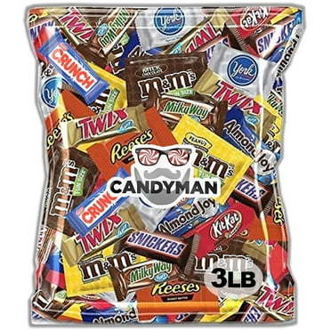 CANDYMAN Chocolate Candy Variety Pack - Fun & Mini Size Individually Wrapped Treats, 3 Pound Bag