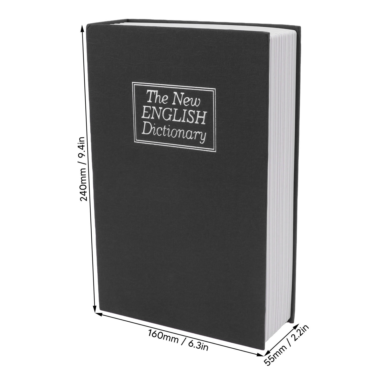LAZIOEGR Simulation Book Safe Box, Portable Hidden Dictionary Diversion Safe with Key Lock for Money and Valuables Storing, Secret Security Stash Box for Home Office Birthday Gift, Black