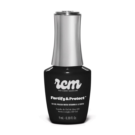 Red Carpet Manicure Fortify & Protect LED Gel Nail Color - Long-Lasting, Vibrant, Professional Quality, High Shine, Chip-Resistant - Infused with Vitamin A & Biotin (Black Stretch Limo, 0.3 Fl Oz