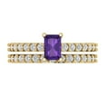 thumbnail image 2 of 1.16 ct Brilliant Emerald Cut Natural Amethyst 18K Yellow Gold Solitaire with Accents Engagement Bridal Wedding Ring Band Set size 7, 2 of 7