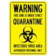 thumbnail image 2 of SignMission OS-NS-P-1014-25445 Covid-19 Notice Plastic Sign - Warning This Zone is Under Strict Quarantine, 2 of 4