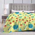 thumbnail image 4 of DouZhe Ultra-Soft Micro Fleece Lightweight Flannel Bed Blanket, Retro Yellow Flower Design Print Cozy Warm Throw Blankets, 40"x30", 4 of 7