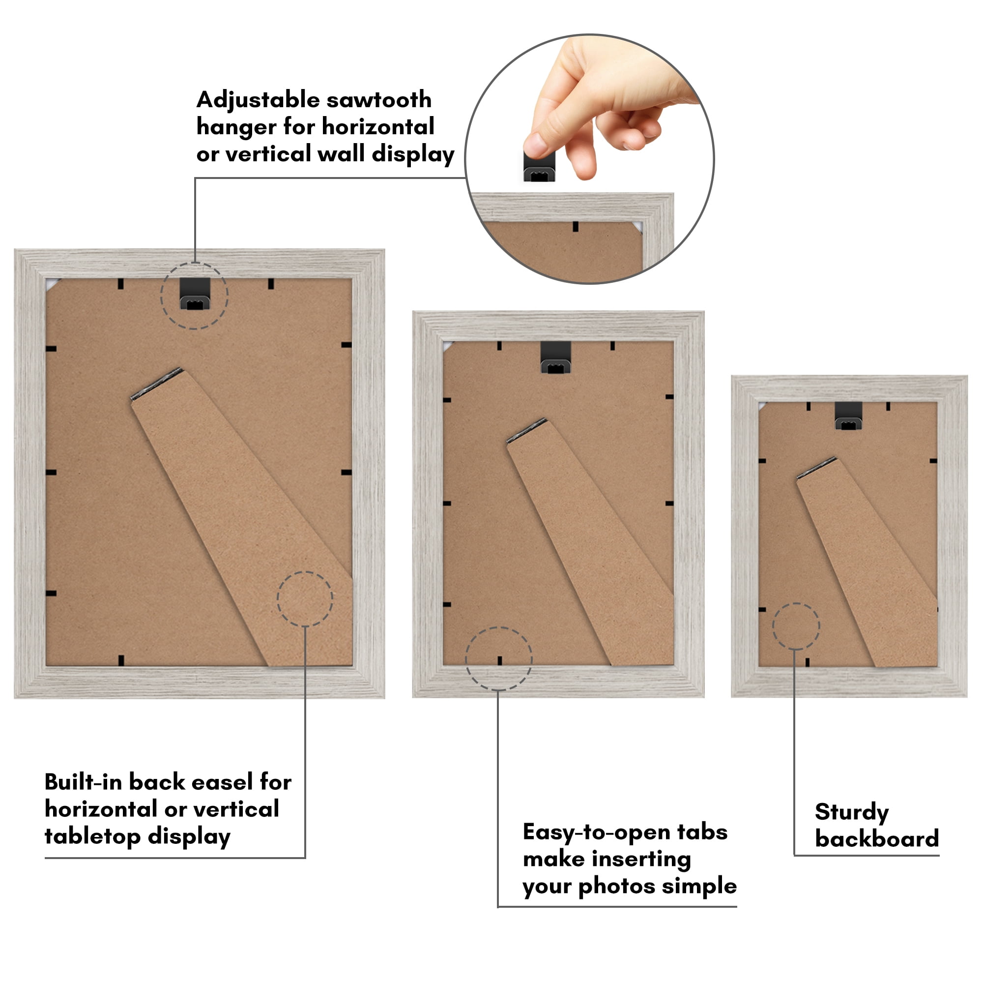 Americanflaf 10 Pack Picture Frame with Shatter-Resistant Glass 8x10, 5x7, 4x6 Gallery Wall Signature - Driftwood