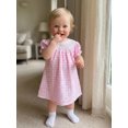 thumbnail image 4 of BemeyourBBs Toddler Baby Girls Summer Smocked Dress Cute Infant Baby Girls Fathers Day Outfit Daddy's Girl Letter Embroidery Short Sleeve Pink Plaid Gingham Dress Casual Clothes, 4 of 9