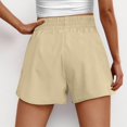 thumbnail image 5 of Running Shorts for Women, Audhol Women's Athletic Shorts High Waisted Running Solid Shorts with Zip Pocket Side Split Short Gym Elastic Workout Pants Athletic Shorts for Women Beige L, 5 of 7